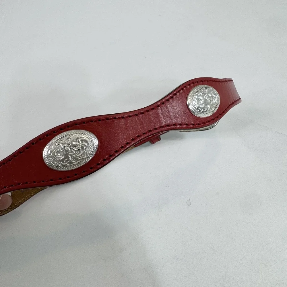 Silver Creek Classics Belt Girls One Size Red Leather Concho Western 24 Waist